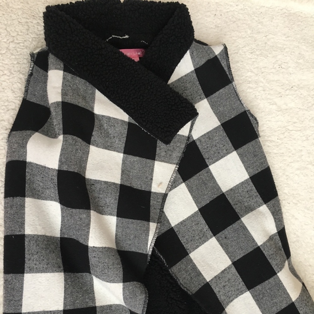 black and white plaid vest